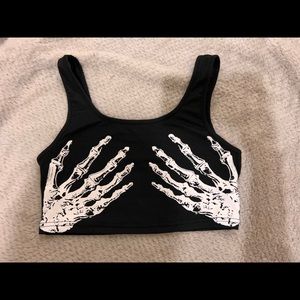 Small skeleton hands crop top